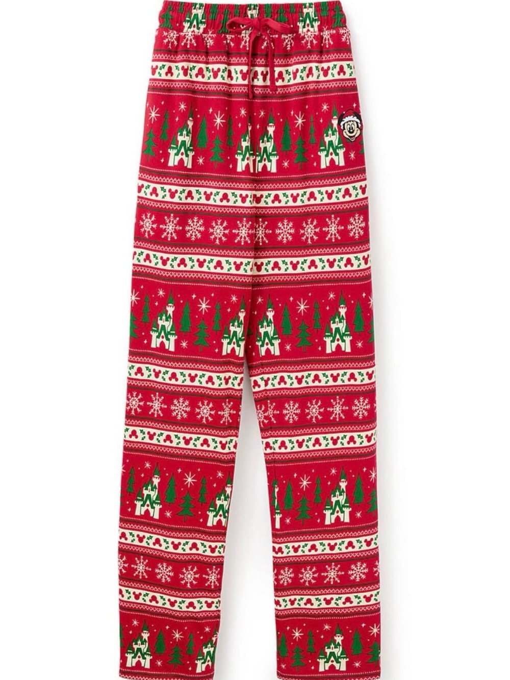 Disney Red & Green Holiday Castle Print Pajama Pants